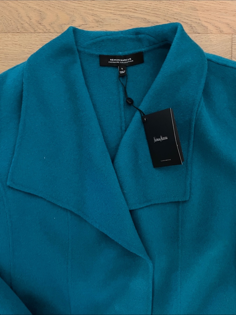 Neiman Marcus Cashmere Collection Teal Size Large Cashmere Jacket, NWT